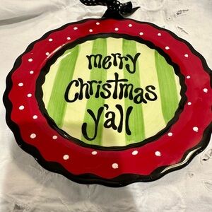 Button MERRY CHRISTMAS Y’ll Decor Plate